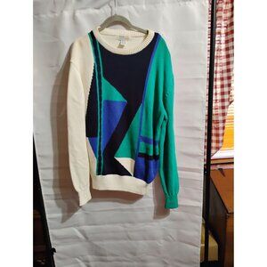 IZOD CLUB GOLF SWEATER COLOR BLOCK LARGE 100% COTTON  01-2026-05